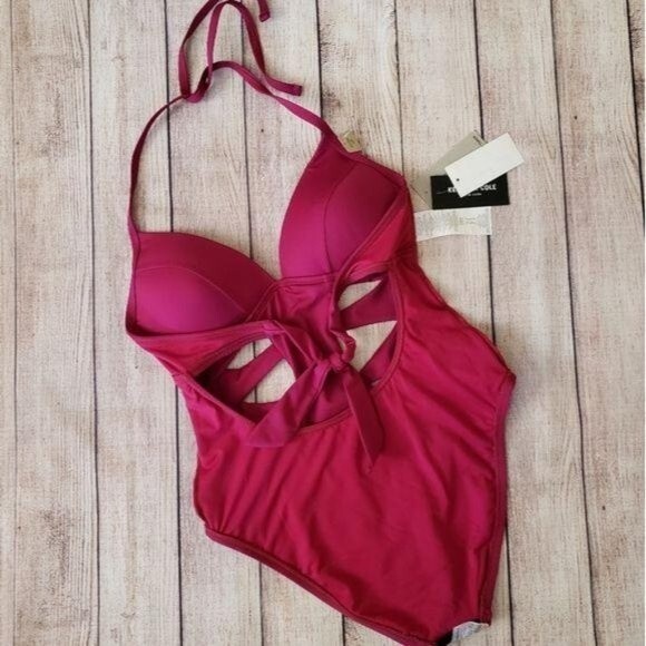 Kenneth Cole Cutout Halter Plunging Neckline One-Piece Swimsuit - Picture 7 of 9